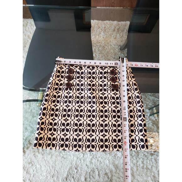 Milly Mini Skirts Womens Size 2 Cream Black Printed Lined Button Front Classic - Picture 8 of 10